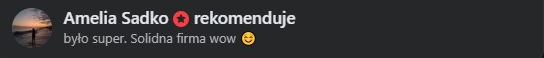 Zrzut ekranu opinii z serwisu Facebook: Amelia Sadko