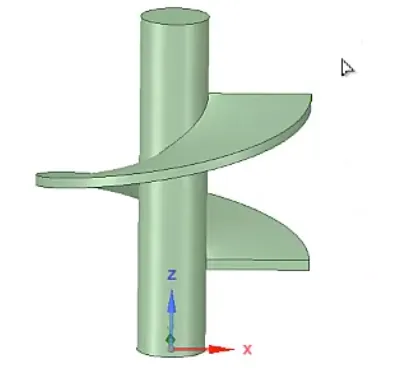 Zylinder mit spiralförmigem Flügel aus einer Helix