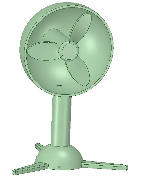 Fertiges Modell eines Tischventilators auf Füßen in DesignSpark Mechanical