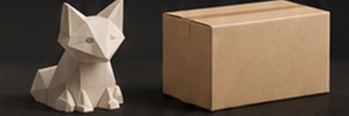 Konzeptillustration: ein gedruckter Fuchs neben einem Paket