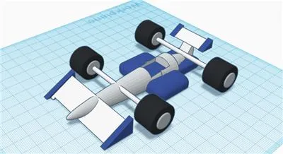 Bolid F1 — projekt ze scenariusza w Tinkercadzie