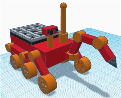 Łazik kosmiczny — projekt ze scenariusza w Tinkercadzie